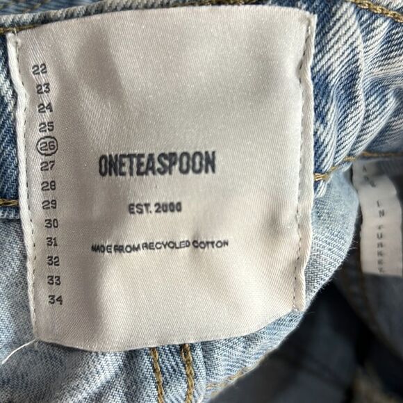 One Teaspoon Trucker style Blue and gray straight leg jeans size 26 - Picture 13 of 14